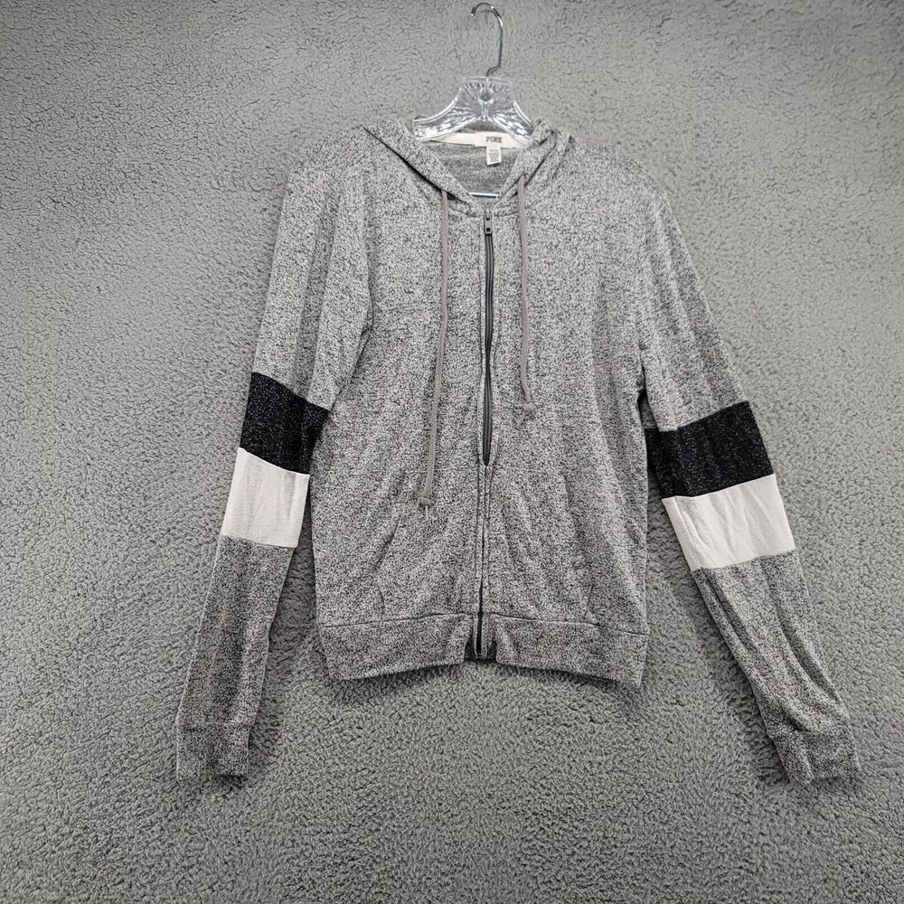 Victoria's Secret‎ Pink Jacket Women's Small Hooded Gray Black and White Viscose
